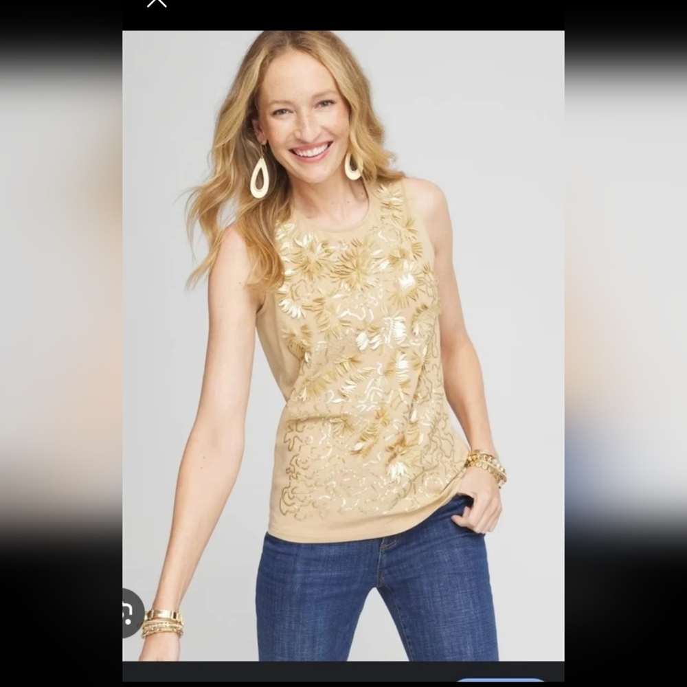 Chicos Sequin beaded sleeveless top 2X